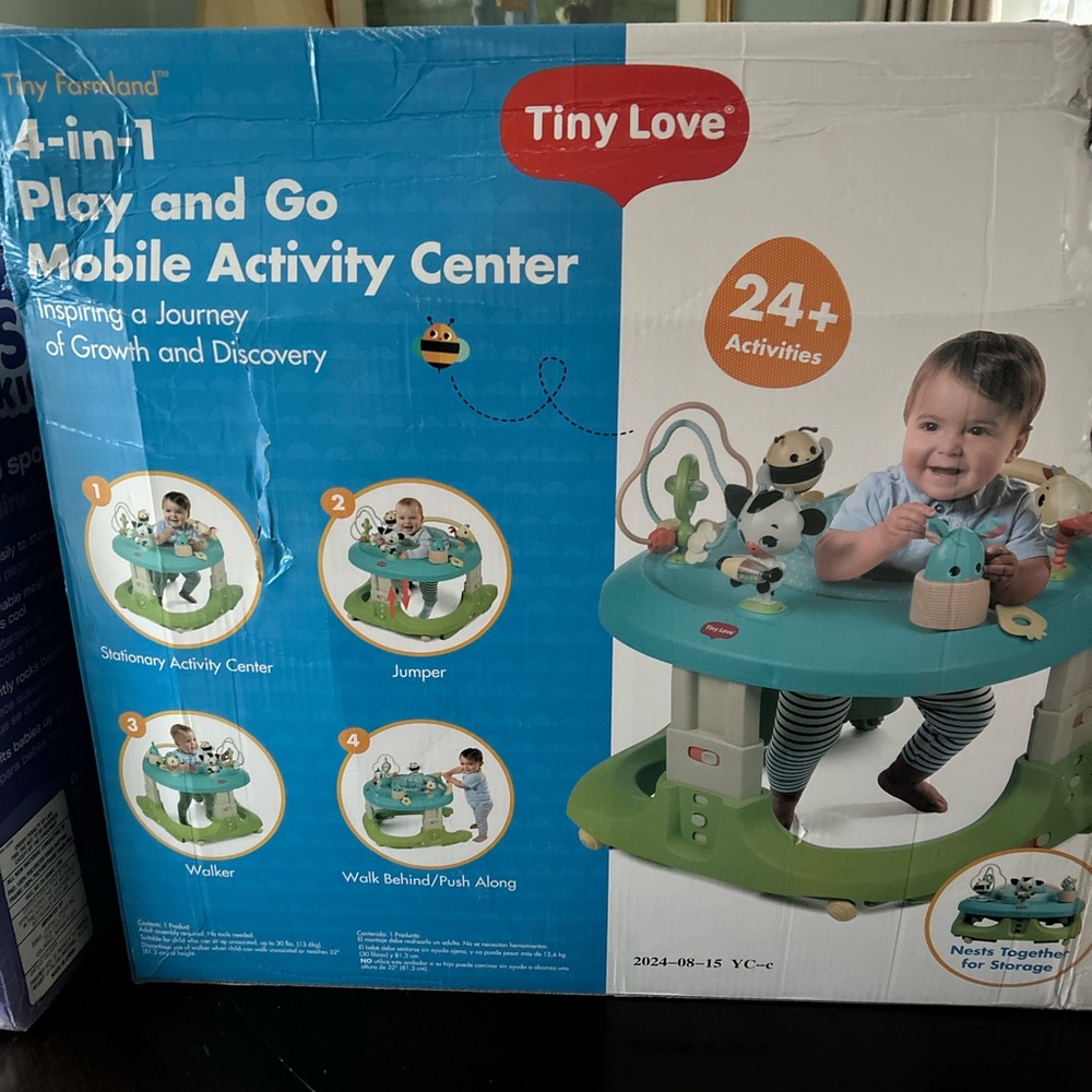 Tiny Love 4-in-1 Play & Go Mobile Activity Center – Teal and Light Green